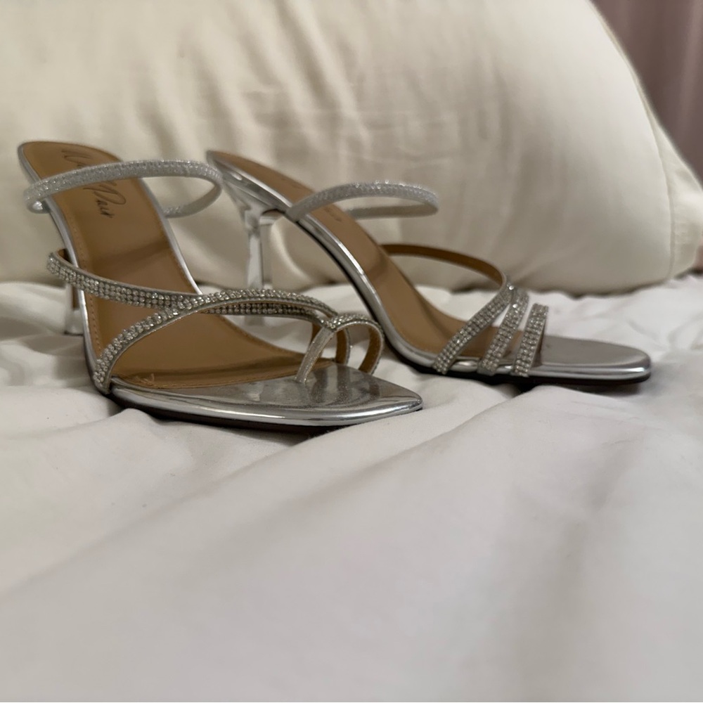 Elegant Silver Strappy Heels